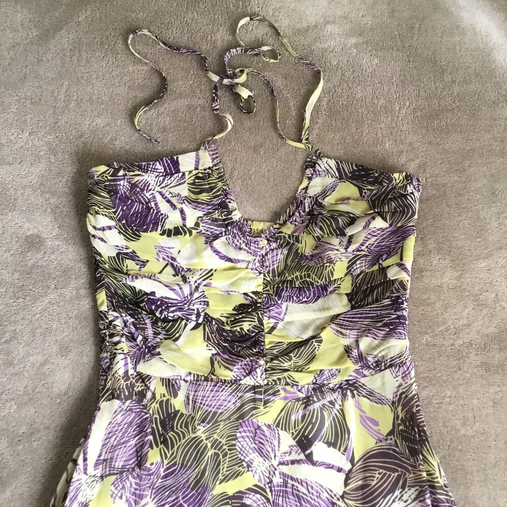 ANTHROPOLOGIE Lithe Tea for Two Floral Ruffle Halter Midi Dress Multicolor SZ 8 - Picture 2 of 11